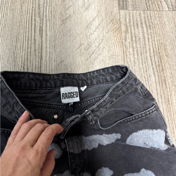 The Ragged Priest pixel Beyond Tie Dye Dad Jeans 28 black white wide leg circle - Picture 5 of 7